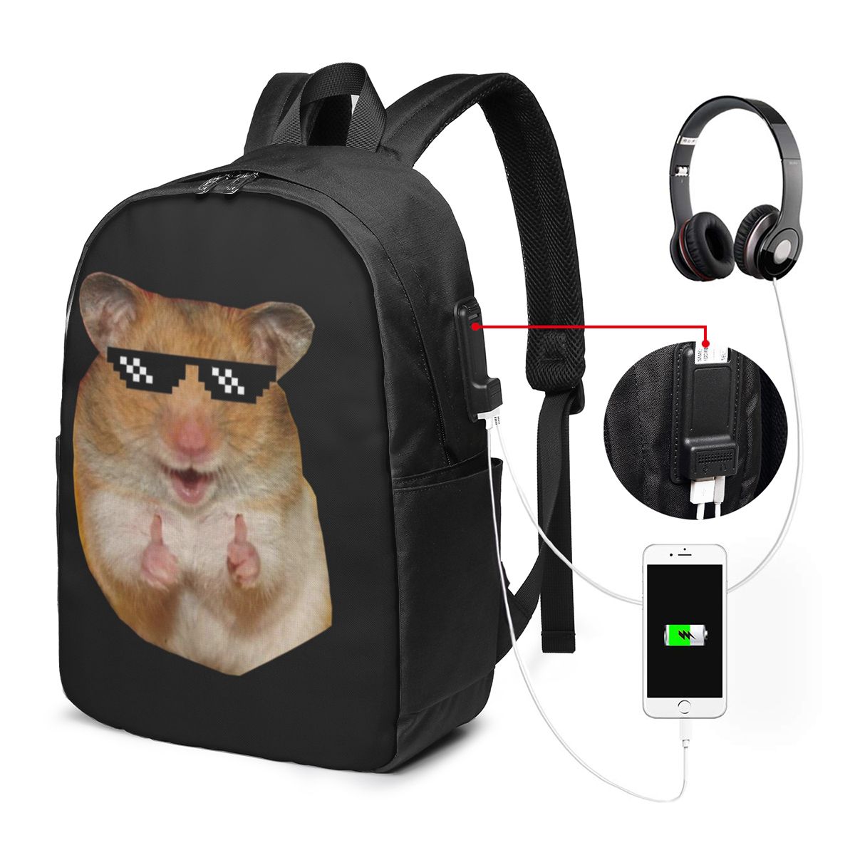 Laptop Bag - 面白いハムスターバックパック旅行ノートブックバッグコンピュータ大学生スクールバッグラップトップショルダーバッグ男性女性用