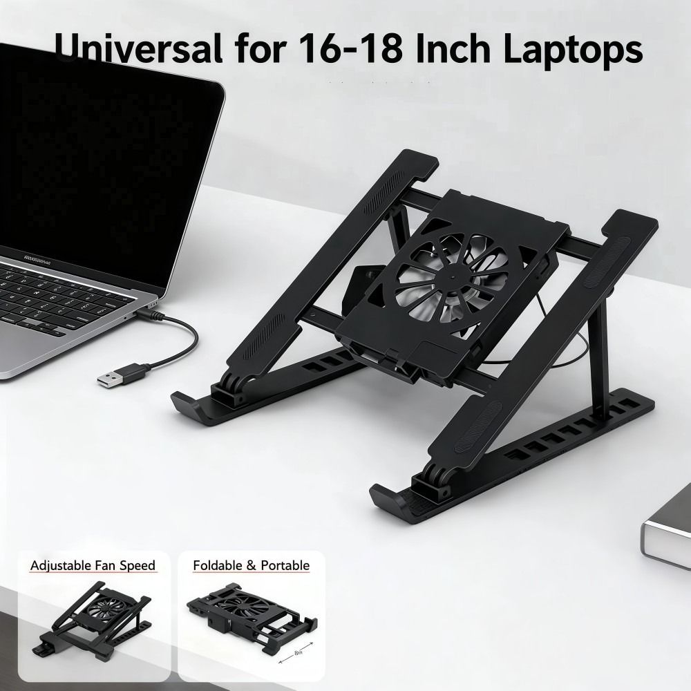 Laptop Cooling Pad - ユニバーサルノートパソコン冷却スタンド ファン付き 調節可能なノートパソコンリフトスタンド 折りたたみ式ポータブルタブレットPCハンギングホルダー 16-18インチ用