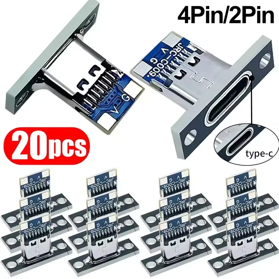 Usb C Hub - ネジ固定プレート付きUSB 3.1 Type-Cソケット、Type-C USBジャック、3.1 Type-C 4ピン/2ピンメス型コネクター、充電ポート。