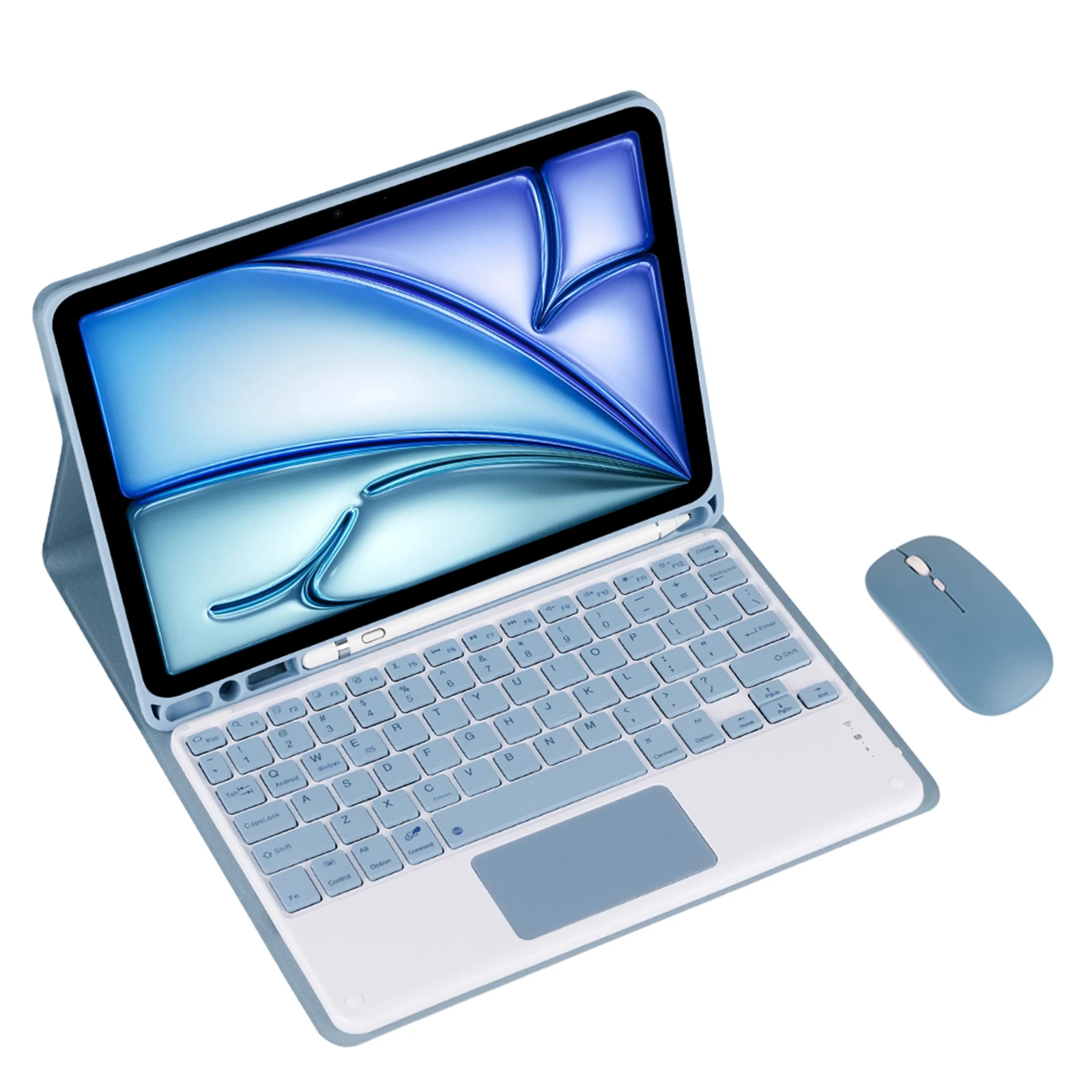 Keyboard Cover - iPad Mini 6/Mini 7 2024 8.3インチ用キーボードケース＆マウス、取り外し可能なワイヤレスBluetoothキーボードカバー、内蔵ペンホルダー付き