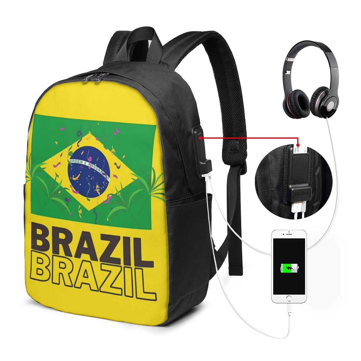 Laptop Bag - ブラジル国旗バックパック旅行ノートブックバッグコンピュータ大学生スクールバッグラップトップショルダーバッグ男性女性用