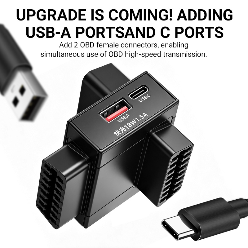 OBD2 スプリッターアダプター（1対2）、18W急速充電対 - Usb C Hub のレビューと価格