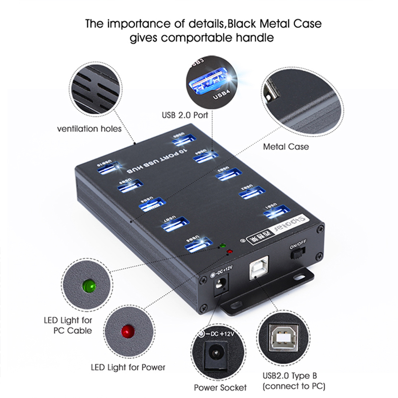Sipolar USBデスクハブ A-300 10ポートUS - Usb Hub のレビューと価格