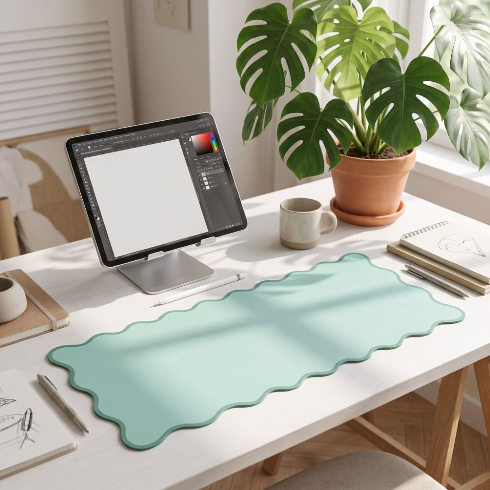 スイートPUレザーデスクパッド、滑り止めウェーブエッジキーボ - Keyboard Cover のレビューと価格