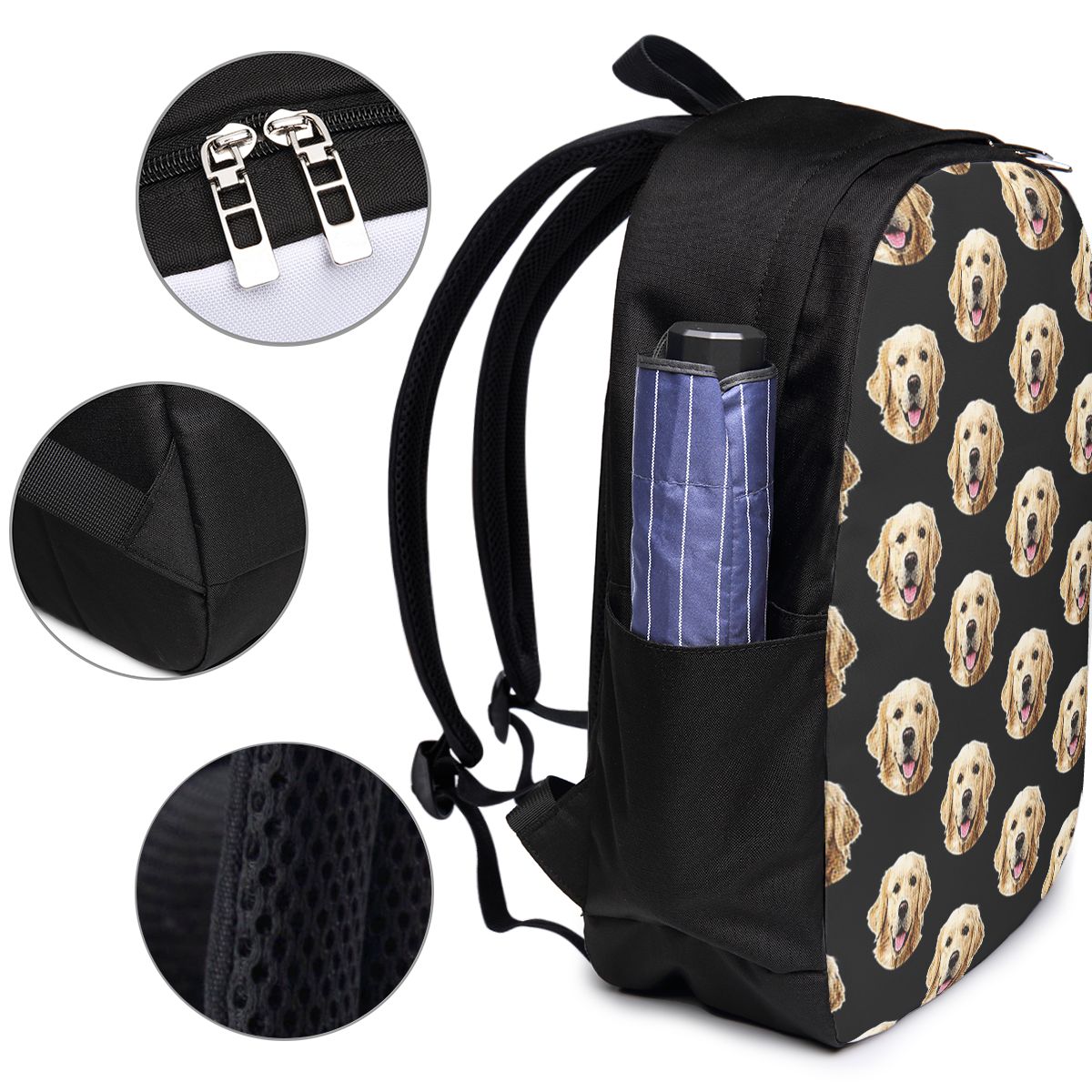 面白いゴールデンレトリバーの顔の肖像画バックパック旅行ノート - Laptop Bag のレビューと価格